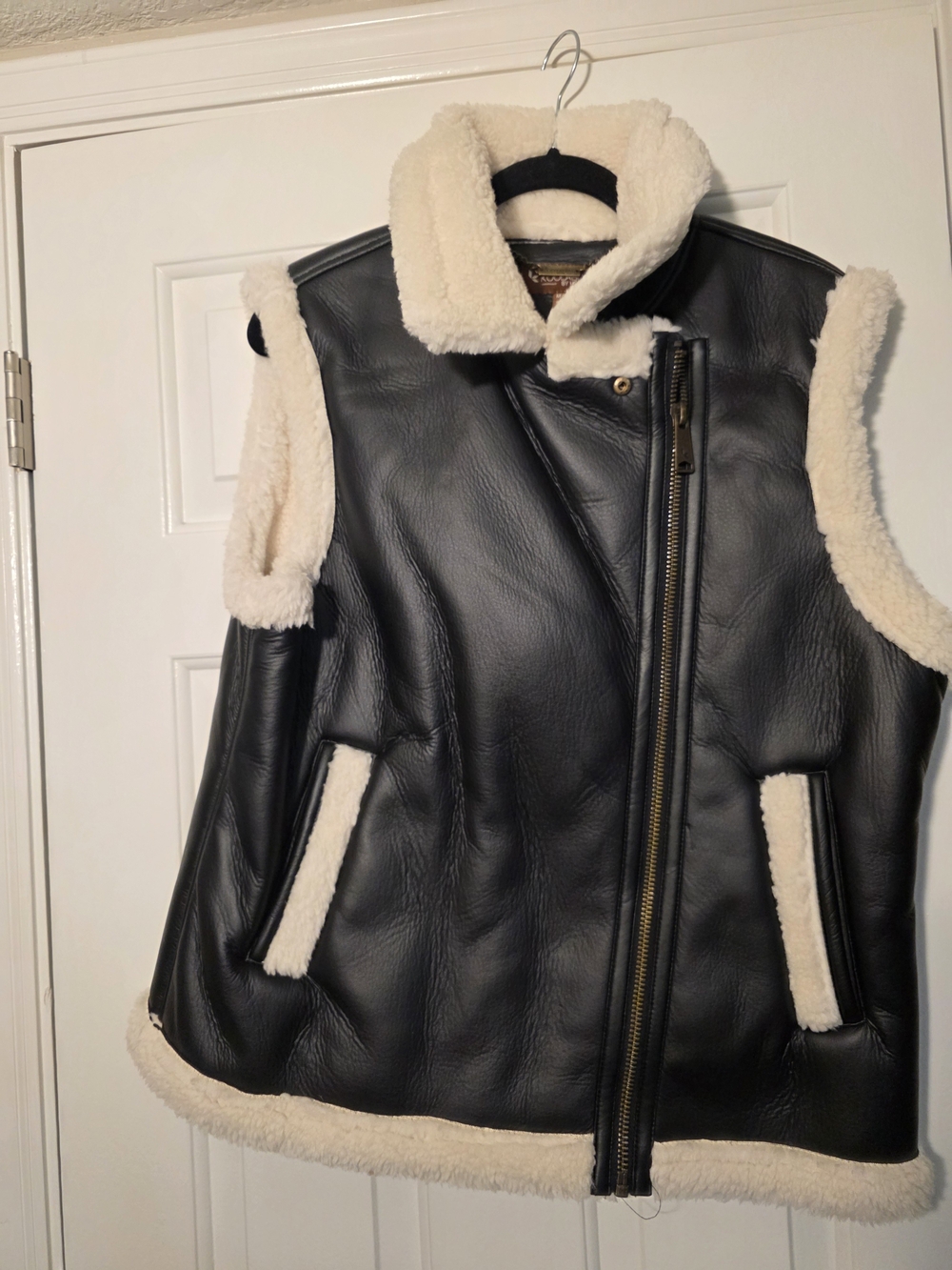 Koolaburra Black Faux Leather Sherpa-Trim Vest